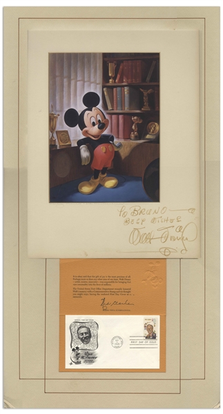 Walt Disney Signed Print of Mickey Mouse for Mickey's 25th Anniversary -- With Phil Sears COA
